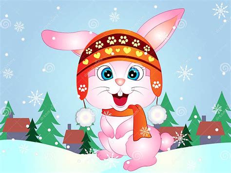 Cartoon Vector Winter Bunny Rabbit Stock Vector Illustration Of