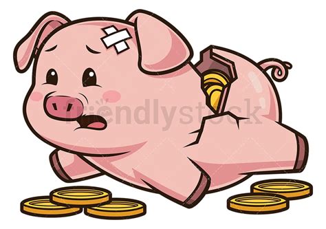Broken Piggy Bank Cartoon Clipart Vector Friendlystock