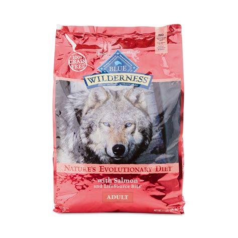 Blue dry dog food is made with the finest natural ingredients enhanced with vitamins and minerals; Wilderness Salmon Recipe Grain-Free Dry Dog Food by Blue ...