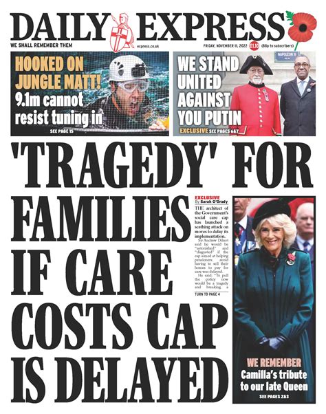 Daily Express Front Page 11th Of November 2022 Tomorrow S Papers Today