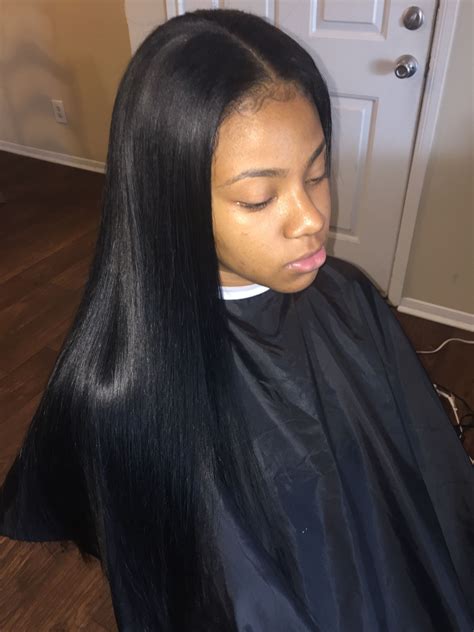 24 Straight Weave Hairstyles With Middle Part Hairstyle Catalog