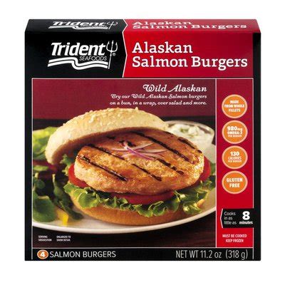 Great for dip recipes and stir fries. Trident Seafoods Alaskan Salmon Burgers - 4 CT (11.2 oz ...