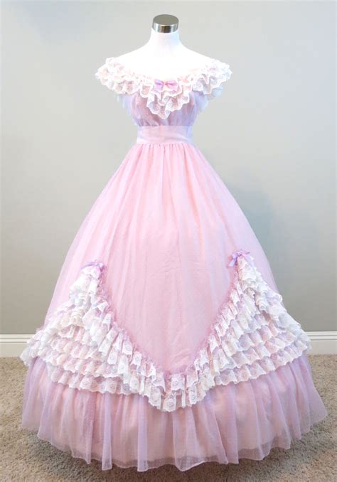 Lavender Chiffon Gown Waist 26 Southern Belle Dress Historical