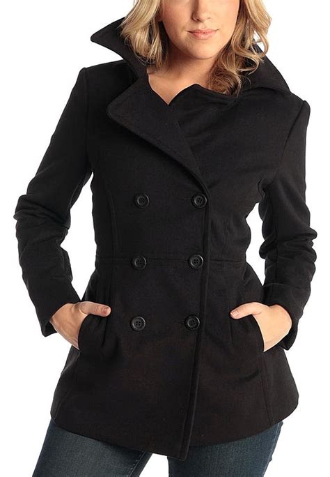 Alpine Swiss Emma Womens Peacoat Double Breasted Overcoat 34 Length Wool Blazer Black Medium