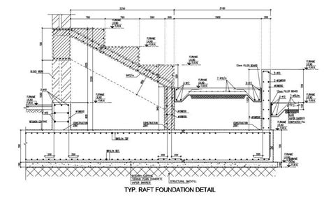 Cad Structural Details Of Staircase Raft Foundation Dwg File Cadbull