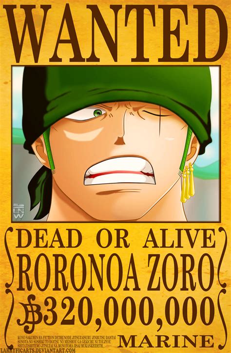 Roronoa Zoro Wanted Poster By Larryficarts On Deviantart