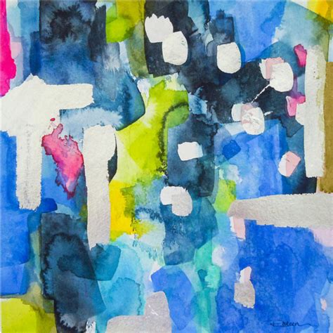 Blue Summer Breezes No3 Print Of Abstract Watercolor Painting