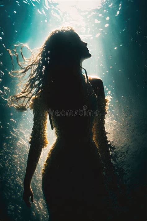 Beauty Young Woman Dress Under Water Vintage Stock Illustrations 57