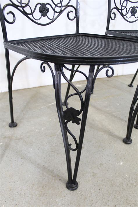 Set Of 4 Mid Century Meadowcraft Wrought Floral Iron Patio Dining Side