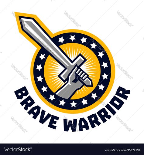 Logo Brave Warriors A Hand Holding A Sword Vector Image