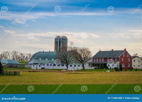 Typical Amish Farm In Lancaster County In Pennsylvania Usa Without