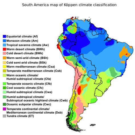 South America map of Köppen climate classification | South america map, America map, South america