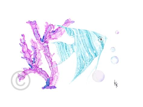 Two Sea Life Watercolor Prints Etsy