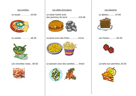 Wash and dry apples and remove stems, push a popcycle stick into one end and set aside. FRENCH FOOD La nourriture Worksheet 4 - Au restaurant ...