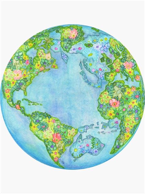 Floral Earth Sticker By 3willows Redbubble In 2020 Vintage