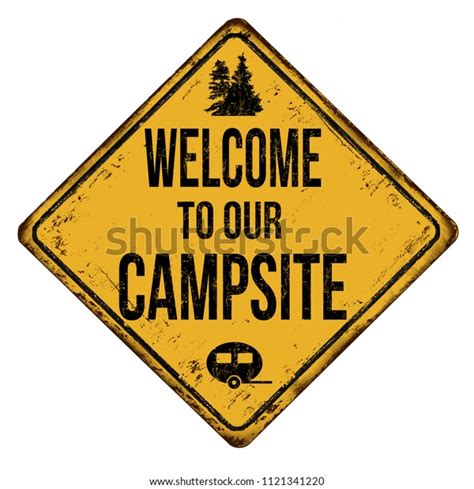 Welcome Our Campsite Vintage Rusty Metal Stock Vector Royalty Free