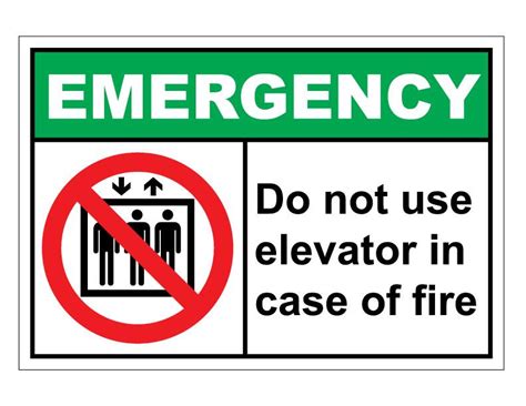 Ansi Emergency Do Not Use Elevator In Case Of Fire