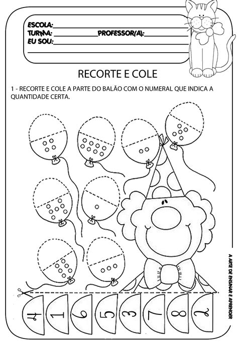 Recortando E Colando Quantidades Atividades Escolares