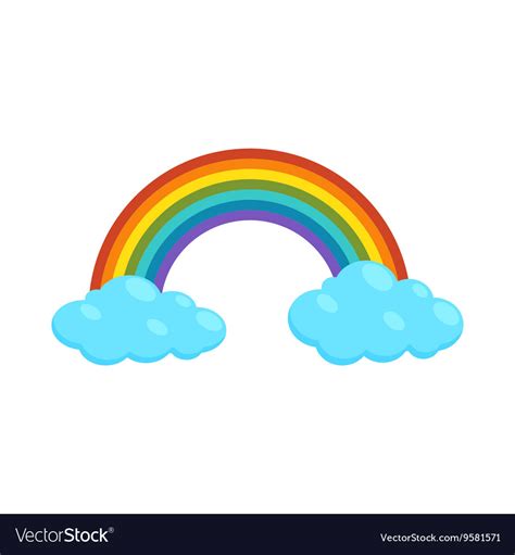Rainbow And Clouds Icon Cartoon Style Royalty Free Vector