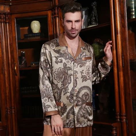 Buy Sexy Genuine Silk Mens Pajamas 100 Silkworm Silk Sleepwear Male Fashion