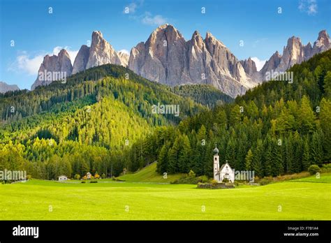 St Johann Church Santa Maddalena Tyrol Dolomites Mountains Landscape