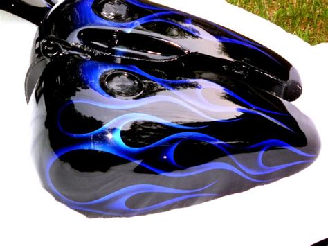 Black With Blue Ghost Flames Motorcycle Painting Motorcycle Paint