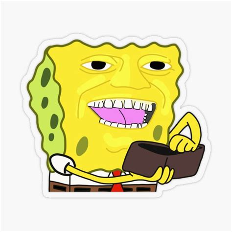 Spongebobs Wallet Meme Sticker By Yellowwpaint Redbubble