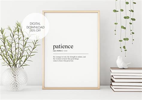 Patience Definition Print Patience Dictionary Art Quotes Etsy