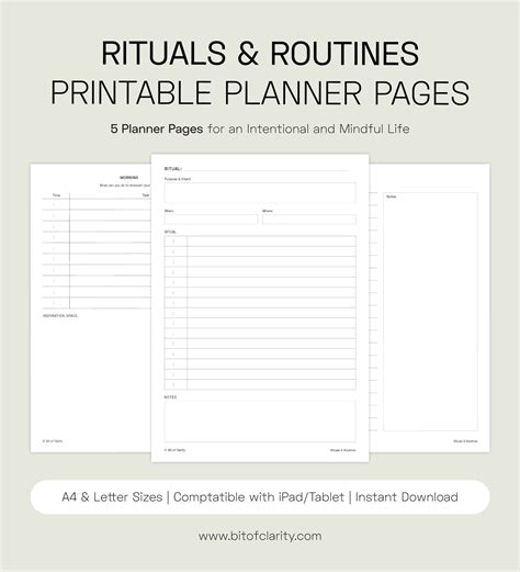 Daily Routine And Ritual Planner Printable Pack A4 And Letter Morning