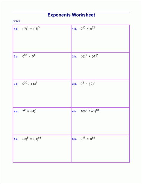 Exponent Rules Worksheet Answer Key