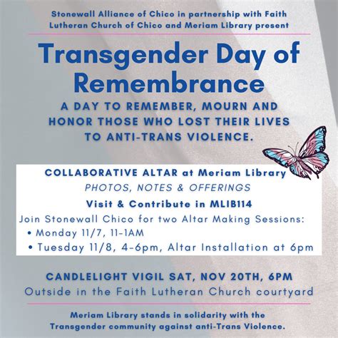 Transgender Day Of Remembrance Collaborative Altar Meriam Library