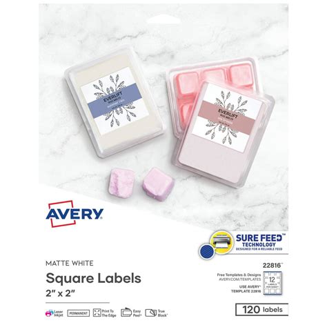 Avery Printable Square Labels 2 X 2 White 120ct 22816 Walmart