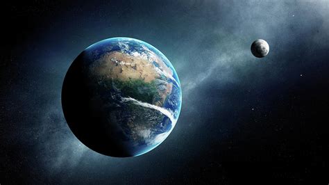 Earth And Moon Space View Digital Art By Johan Swanepoel