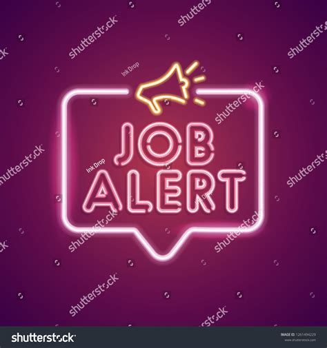 Job Alert Neon Employment Sign: stockvector (rechtenvrij) 1261494229