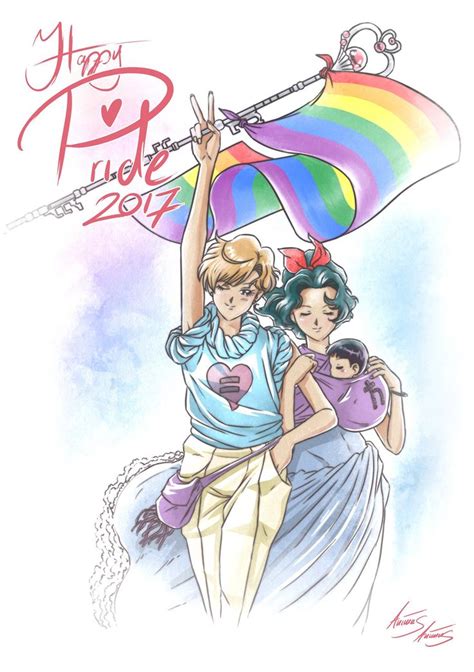 Haruka And Michiru Holding Baby Hotaru Pride Fanart Sailormoon Sailor Moon Fan Art