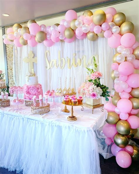 Pink And Gold Baptism Baptism Decorations Girl Christening Party