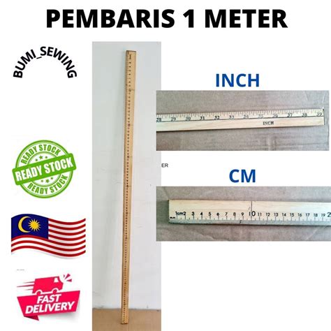 Pembaris Kayu 1 Meter 1 Metre Wooden Ruler Shopee Malaysia