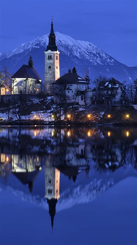 Bled Blue Hour Winter Panorama Bled Slovenia Windows 10 Spotlight
