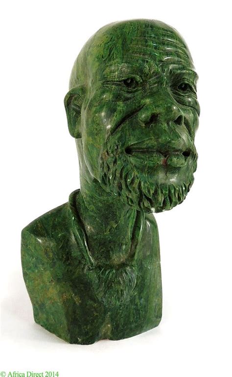 Large Carved Green Verdite Stone African Shona Tribe Bust Sculpture