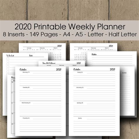 2020 Planner Printable Weekly Planner 2020 Printable 2020 Etsy
