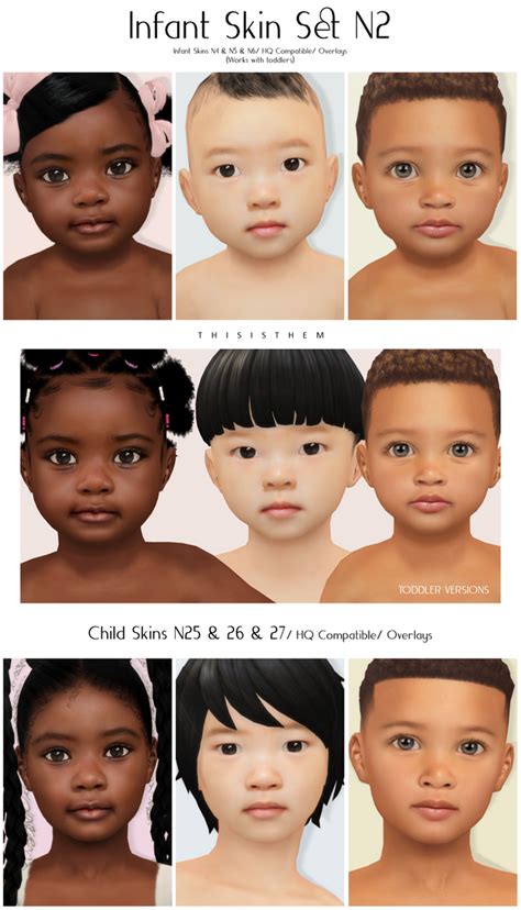 Infant Skin Set N2 And Child Skins N25 N26 And N27 Thisisthem The Sims