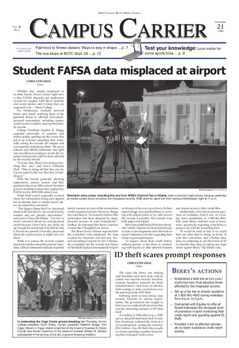 To make kids safe and interested, you could write your own kids' newspaper! College Newspaper Writing and Layout Sample - Student data ...