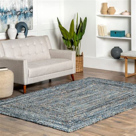 Boardwalk Hand Braided Denim And Jute Interwoven Solid Denim Rug