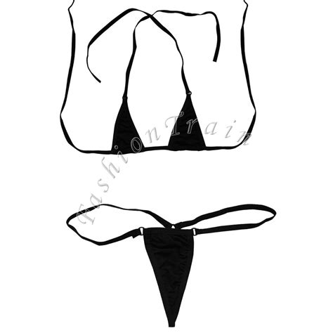 Women Sexy Micro Thong G String Brazilian Mini Top Bra Bottom Bikini