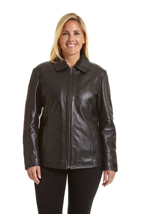 Excelled Womens Plus Size Lambskin Leather Jacket