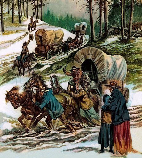 Pioneer Wagon Train Carrying Settlers To New Lands In The Stock Image