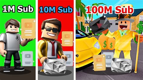 1 Million To 100 Million Subscribers In Roblox Youtube Simulator With 0