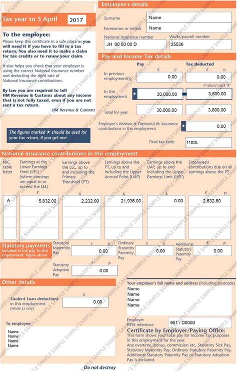 HMRC P60 Digital Copy | National insurance number, Tax ...