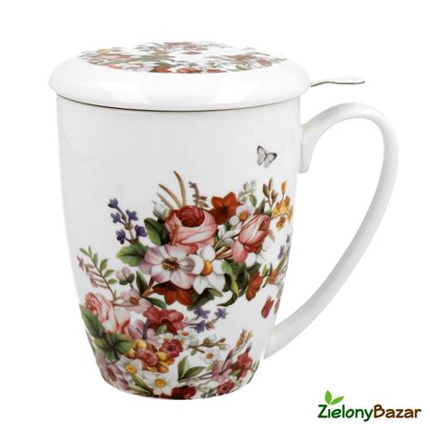 Kubek z zaparzaczem VINTAGE FLOWERS 380 ml Porcelana Doskonałe na