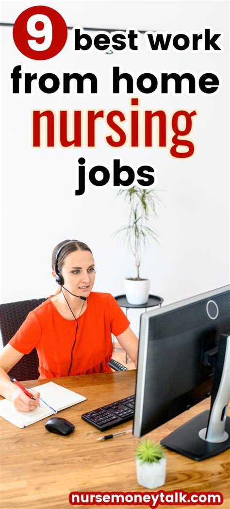 A Woman Sitting At A Desk In Front Of A Computer With The Words Best Work From Home Nursing Jobs